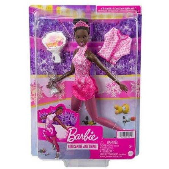 Barbie Buz Pateni Sporcusu Siyahi Bebek HCN31 Lisanslı Ürün