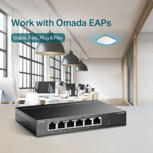 TL OMADA RR TL-SF1006P 4 PORT PoE SWITCH,67W,250m - 6