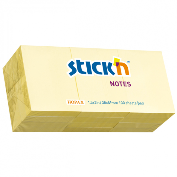 Hopax Stıckn Yapışkanlı Not Kağıdı 100 YP 35 mmx51 mmPastel Sarı 21530