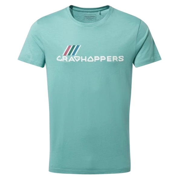 Craghoppers Mens Mightie SS T-Shirt Erkek Turkuaz Yazılı Kısa Kollu Tişört CMT936