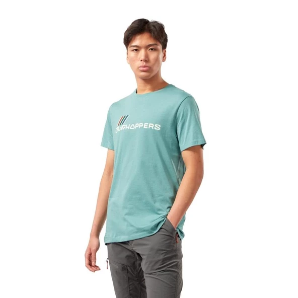 Craghoppers Mens Mightie SS T-Shirt Erkek Turkuaz Yazılı Kısa Kollu Tişört CMT936 - 2
