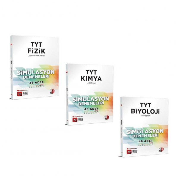 3D Yayınları TYT Fizik Kimya ve Biyoloji Deneme Seti 3 Kitap