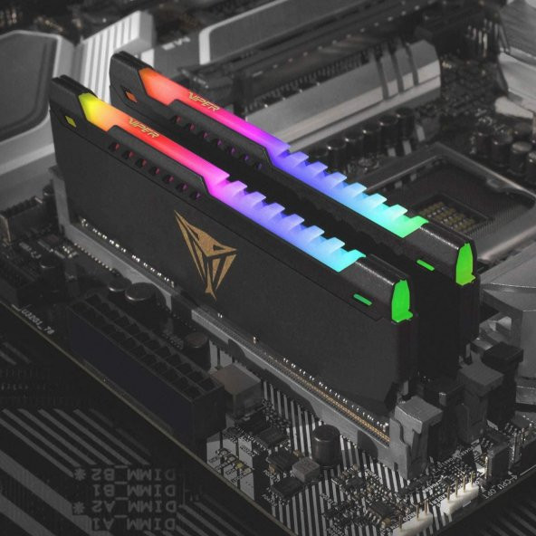 PATRIOT 16GB (2X 8GB) 3200MHz DDR4 DUAL KIT RGB PC RAM VIPER STEEL PVSR416G320C8K - 8