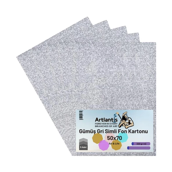 Simli Fon Kartonu 50x70 5 Adet Artlantis Simli Fon Kartonu 50*70 5 Adet - 3