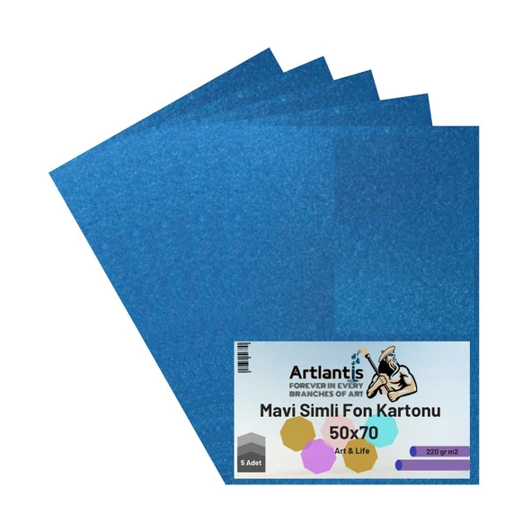 Simli Fon Kartonu 50x70 5 Adet Artlantis Simli Fon Kartonu 50*70 5 Adet - 5