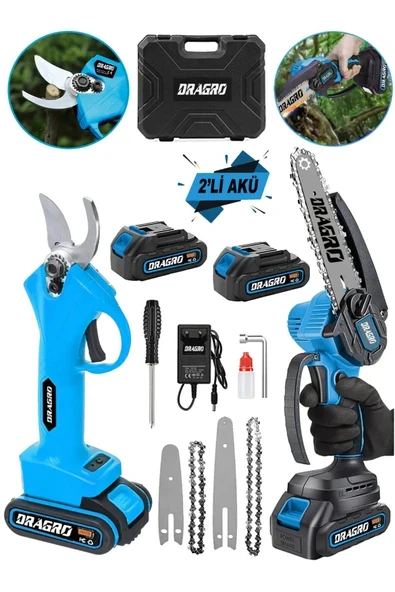 DRAGRO Alman 2li Set 21 V Çift Akülü Çelik Şanzuman Şarjlı Dal
