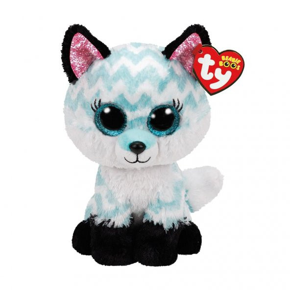 TY Beanie Boos Mavi Şevron Desenli Peluş Tilki Atlas 24 cm