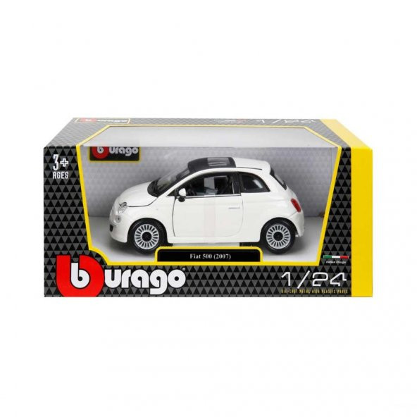 22106 Burago 1:24 Fiat 500 2007 Model Araba - 7