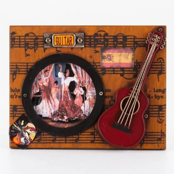 Dekoratif Metal Çerçeve Gitar Dekorlu - Resim 3