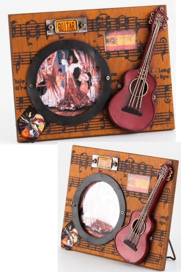Dekoratif Metal Çerçeve Gitar Dekorlu - Resim 5