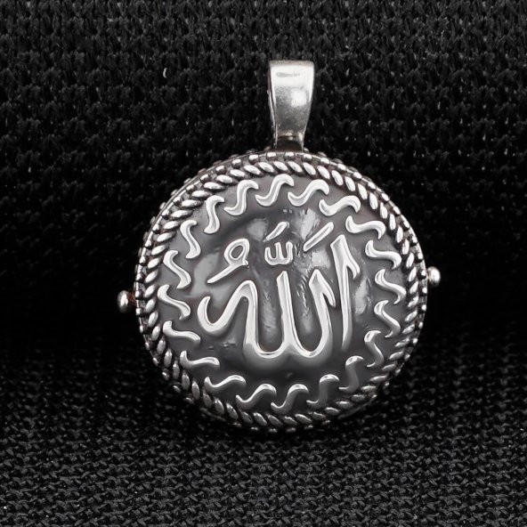 Çift Taraflı Allah Yazılı Kapaklı Açılabilir 925 Ayar Gümüş Cevşen Kolye Ucu - 1