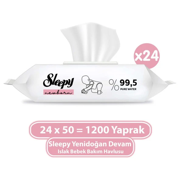 Sleepy Yenidoğan Devam Islak Bebek Bakım Havlusu 24x50 (1200 Yaprak)