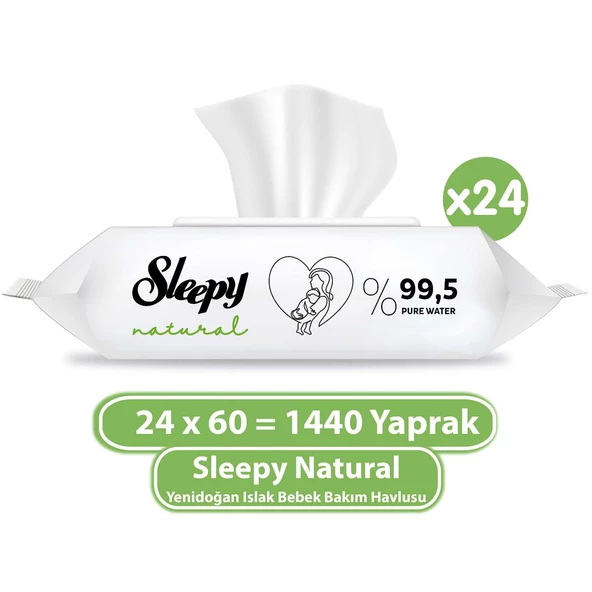 Sleepy Natural Yenidoğan Islak Bebek Bakım Havlusu 24x60 (1440 Yaprak)