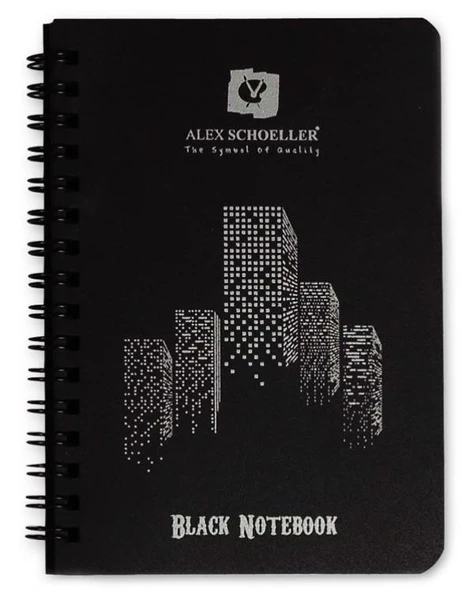 Alex Schoeller 14x21 cm Spiralli Siyah Defter A5 120gr 60 Yaprak