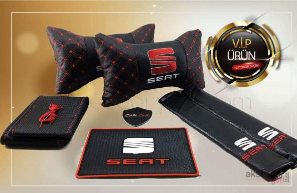 Seat  Deri Oto Boyun Yastığı Seti  - Seat Boyun Yastığı - Lüx Deri Set - 2