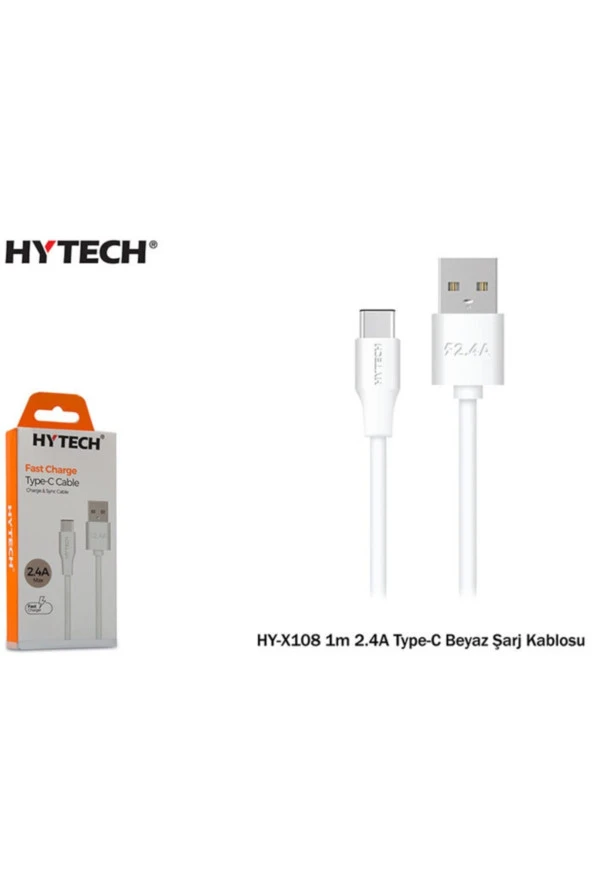 Hytech HY-X108 1m 2.4A Type-C Beyaz Şarj Kablosu