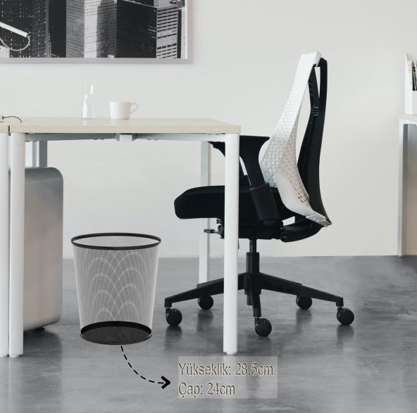 Home Ofis Tipi Delikli-Fileli Siyah Masa Altı Çöp Kovası - 2