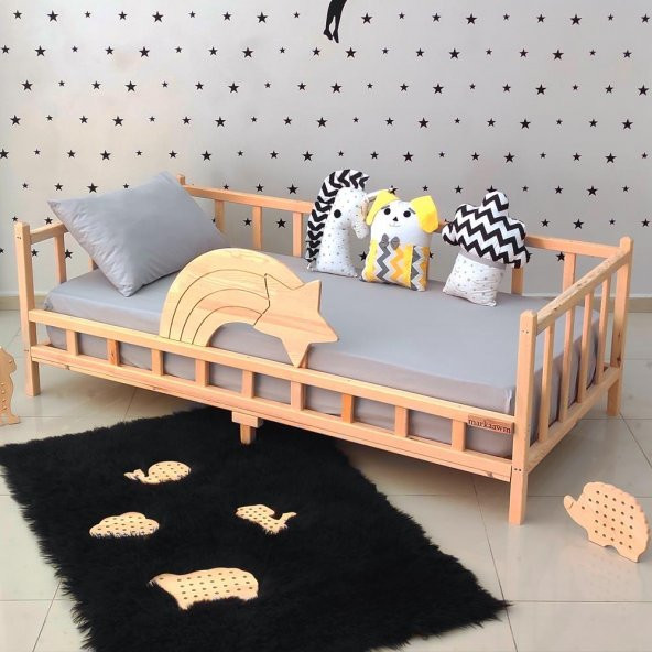 Markaawm Montessori Yatak Yıldız Korumalıklı Çocuk Yatağı Premium