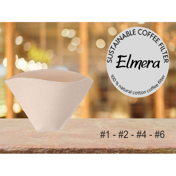 Elmera % 100 Doğal Pamuk Kahve Filtreleri Cone 1/6  ( Pakette 2 Adet )