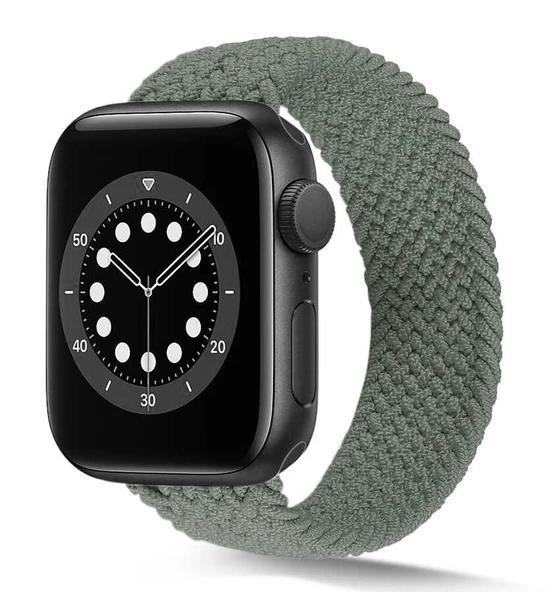 Apple Watch 44mm KRD-38 Hasır Örgü Dizayn Medium Kordon