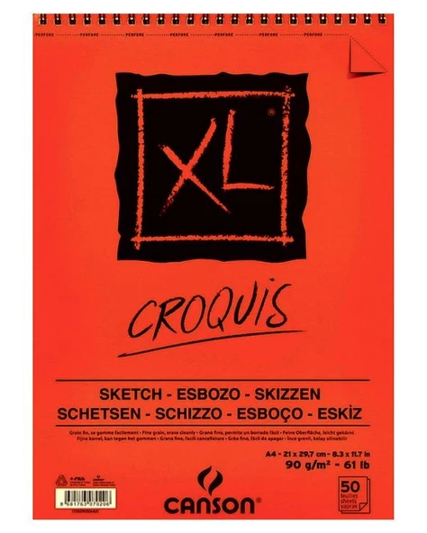 Canson XL Croqouis Spiralli Eskiz Defteri A4 90 g