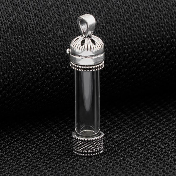 Açılabilir Cam Tüp Tasarımlı 925 Ayar Gümüş Cevşen Dua Kabı - Resim 2