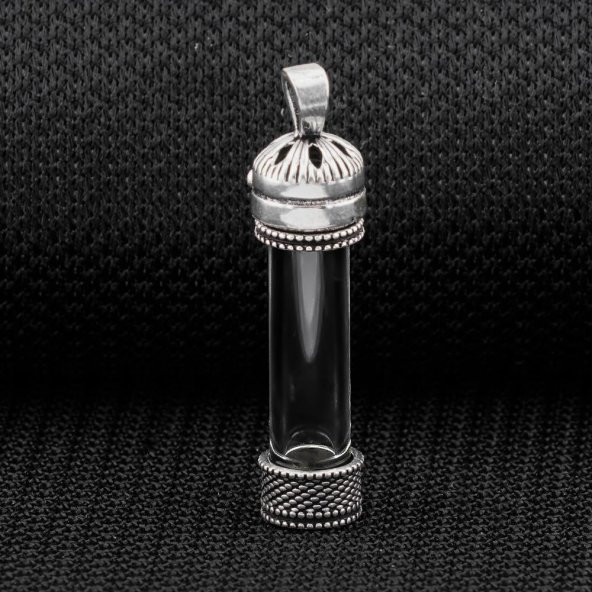 Açılabilir Cam Tüp Tasarımlı 925 Ayar Gümüş Cevşen Dua Kabı - Resim 3