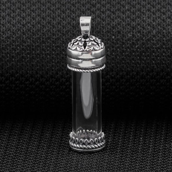 Açılabilir Cam Tüp Tasarımlı 925 Ayar Gümüş Cevşen Dua Kabı - Resim 2