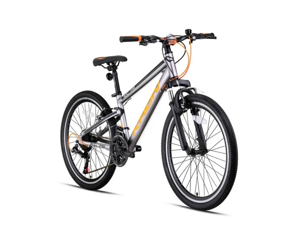 Kron XC 75 27.5 Jant 17" Kadro 21 Vites V Fren Mat Titanyum - Neon Turuncu - Mat Siyah Erkek Dağ Bisikleti - Resim 2