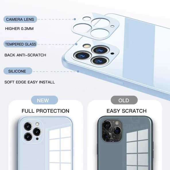 iPhone 7-8 Parlak Cam Kamera Korumalı Telefon Kılıfı - 10