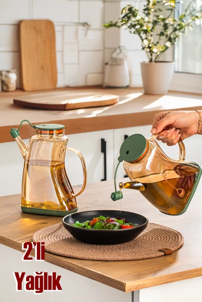 Porsima 3855 Şeffaf 2 Li 1 Lt Borosilikat Cam Zeytinyağ Şişesi
