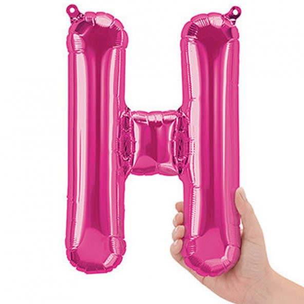 H Harf Pembe Folyo Balon 40 cm