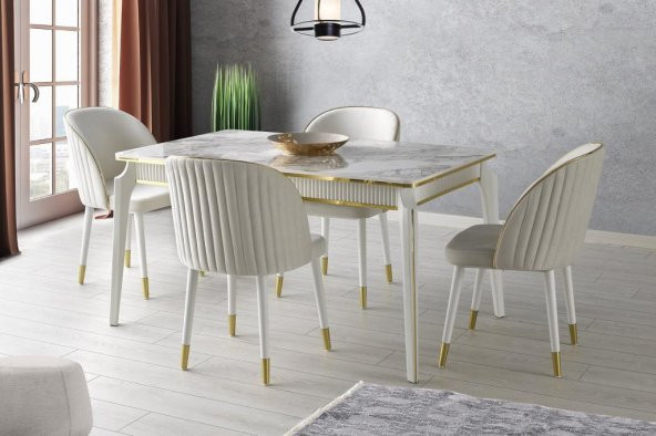 Modern Tasarım Lüks Açılır Yemek Masa Sandalye Takımı 90x145
