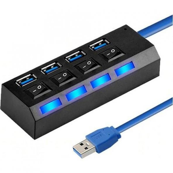 PrimeX PX-2574 Connect Master USB Hub, 4 Port USB 3.0 Çoklayıcı, Anahtarlı USB Çoklayıcı