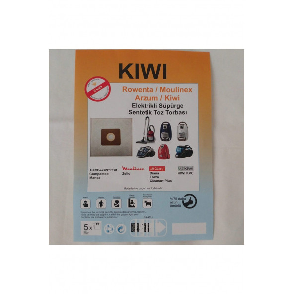 Kiwii 20 Ad Kiwi Rowenta Moulinex Arzum Elektrikli Süpürge Toz Torbası