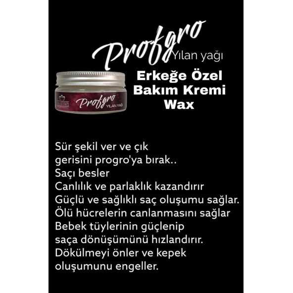 Erkeğe Özel Şekillendirici Saç Bakım Kremi Profgro Wax - 4