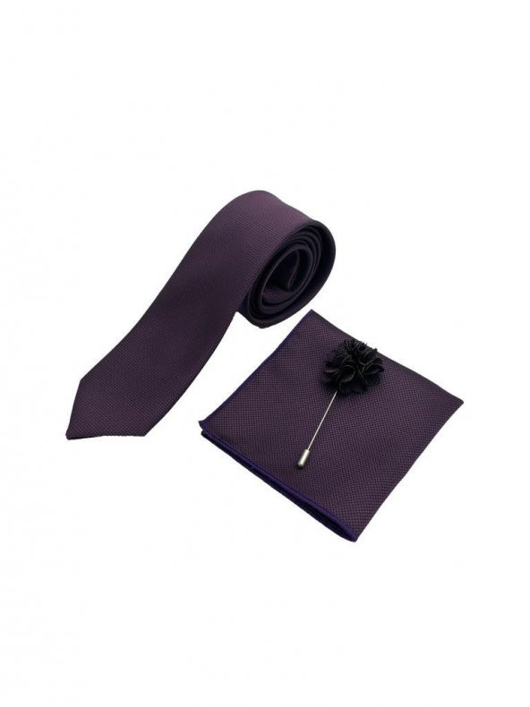 Brianze Mürdüm Kravat Mendil Yaka Çiçeği Set - 2