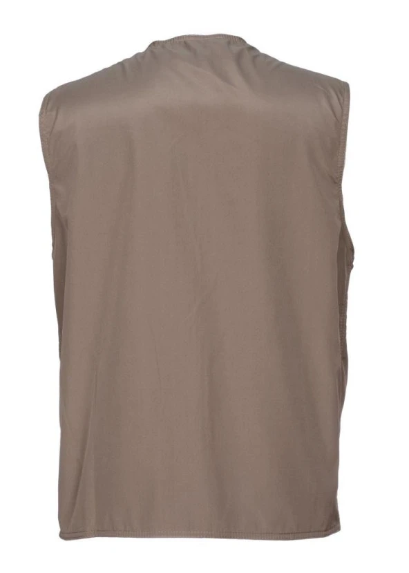 Battal Boy Yazlık Kumaş Avcı Yelek Kahve Renk - 10