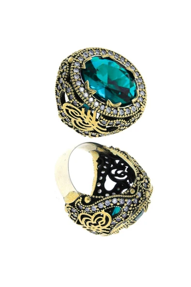 Sultani Serisi Akuamarin Taşlı Otantik 925 Ayar Gümüş Kadın Yüzük - Resim 2