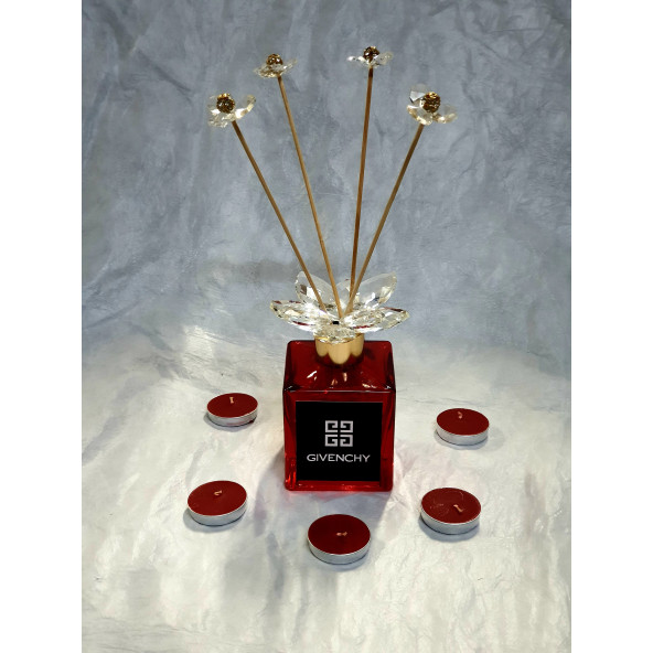 Givenchy Decorative Room Fragrance Crystal Red Glass Bottle Home Decoration with Bamboo Stick