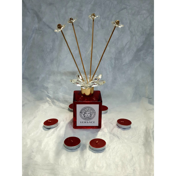 Versace Decorative Room Fragrance Crystal Red Glass Bottle Home Decoration with Bamboo Stick