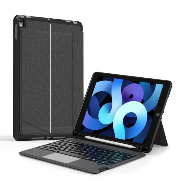 Apple iPad Pro 10.5 (7.Nesil) Bluetooth Işıklı Klavyeli Kablosuz Tablet Kılıfı