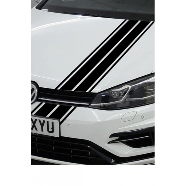 Çift Şerit Araba Kaput Sticker - Oto Sticker - 120x15cm - 2