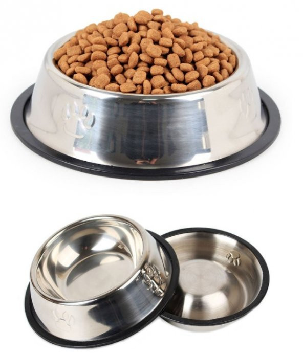 22 cm Paslanmaz Çelik Evcil Hayvan Kedi Köpek Mama Kabı - 4