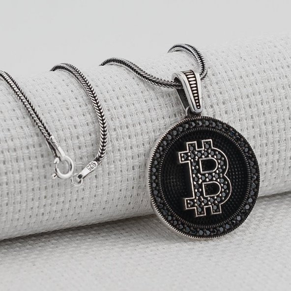 Bitcoin 925 Ayar Gümüş Kolye - 1