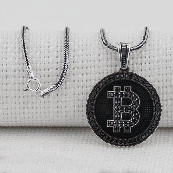 Bitcoin 925 Ayar Gümüş Kolye - 2