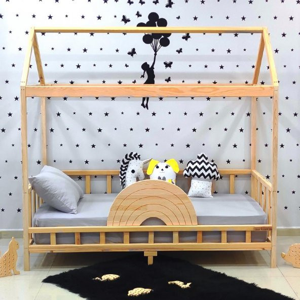 Markaawm Çatılı Montessori Yatak 90x190 Doğal Çam Çocuk Karyola - 3