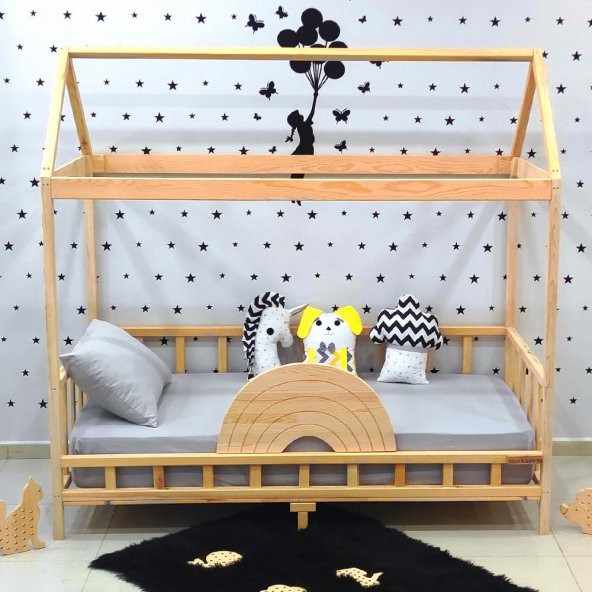 Markaawm Çatılı Montessori Yatak 90x190 Doğal Çam Çocuk Karyola - 4