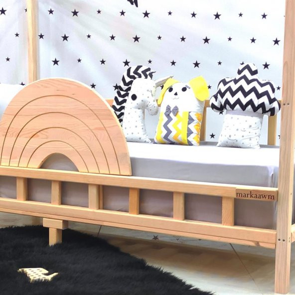 Markaawm Çatılı Montessori Yatak 90x190 Doğal Çam Çocuk Karyola - 5