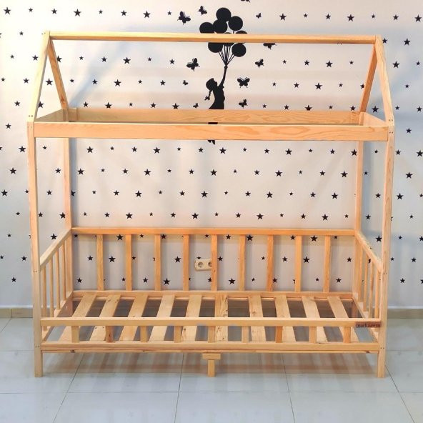 Markaawm Çatılı Montessori Yatak 90x190 Doğal Çam Çocuk Karyola - 7